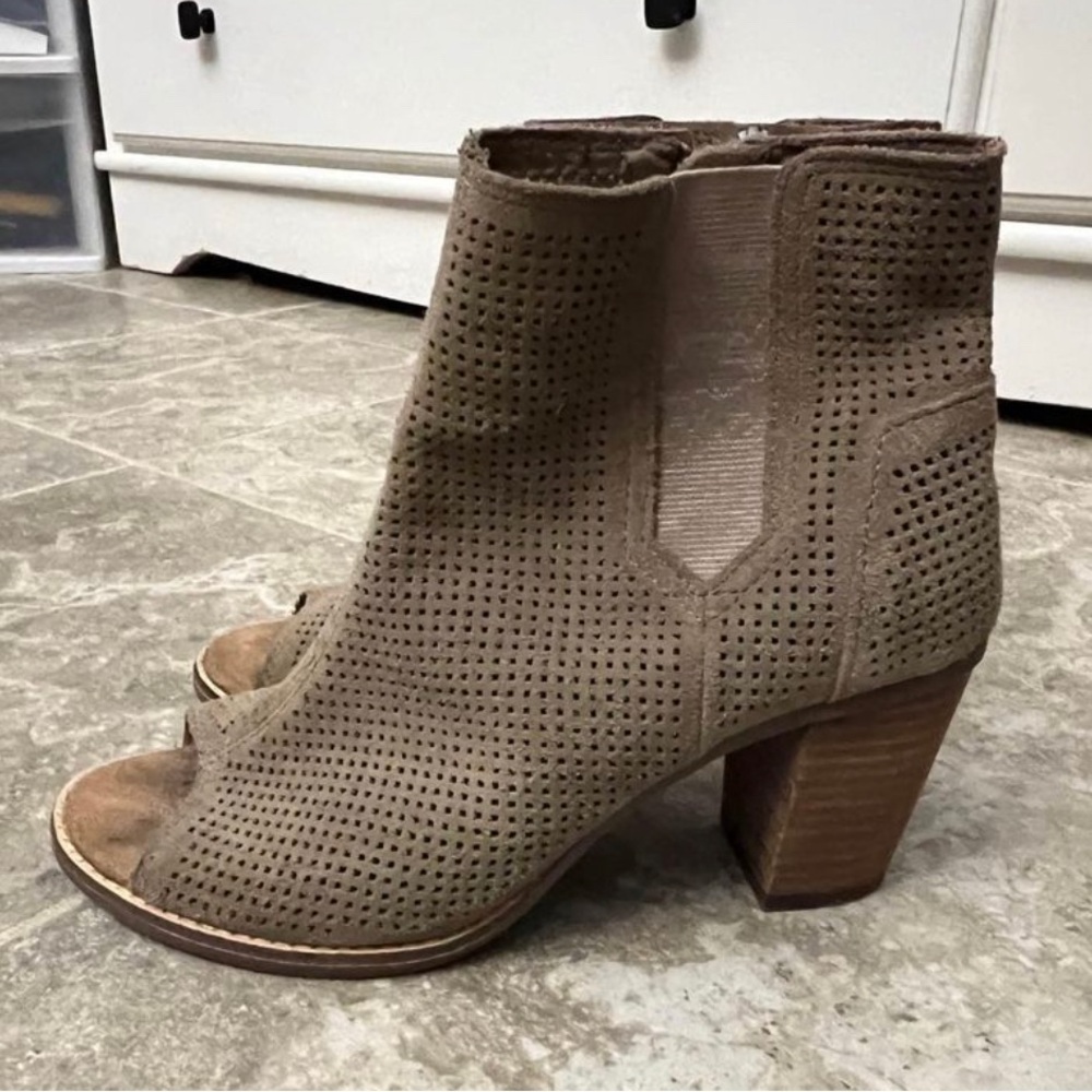 Toms peep toe wedge booties